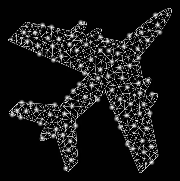 Aviones 2D de malla brillante con puntos de luz — Vector de stock