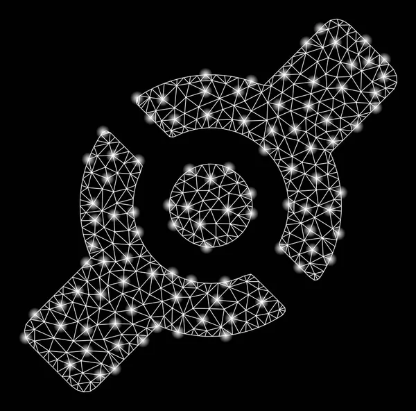 Articulation artificielle de cadre de fil de maille lumineuse avec des taches éclair — Image vectorielle