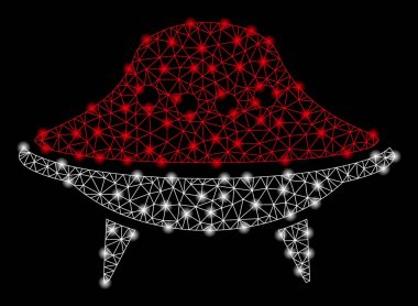 Işık Noktalar ile Parlak Örgü Tel Çerçeve Alien Uzay Gemisi