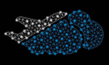 Işık Noktalar ile Bulutlar Üzerinde Parlak Örgü Carcass Uçak