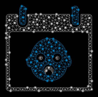 Parlak kafes tel çerçeve bebek Head takvim gün Flash Spotlar ile