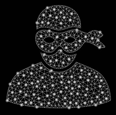 Işık Spotlu Parlak Örgü Tel Çerçeve Anonimious Hırsız