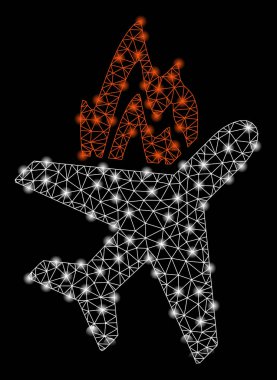 Işık Noktalar ile Parlak Mesh 2d Uçak Yangın