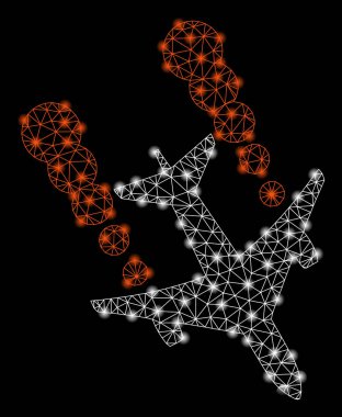 Flash Spotlu Parlak Örgü Tel Çerçeve Uçak Duman İzi