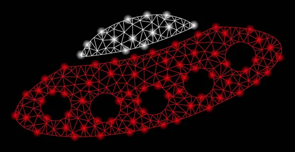 Jasne siatki tuszy obcych odwiedzających statek kosmiczny z jasnych plam — Wektor stockowy