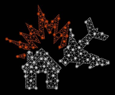 Flash Spotlar ile Parlak Örgü Tel Çerçeve Uçak Evi Çarpışma