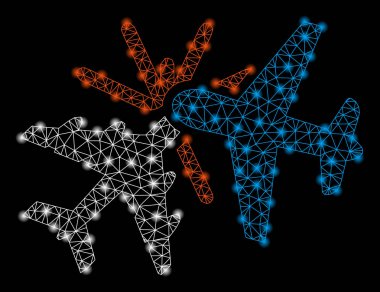 Flaş Noktalarıyla Parlak Ağ Uçağı Çarpışması