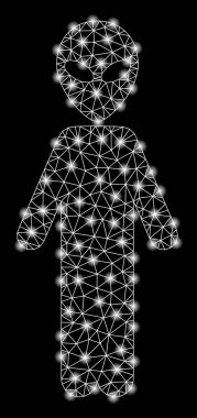 Flash Spotlar ile Parlak Mesh 2d Alien Kişi