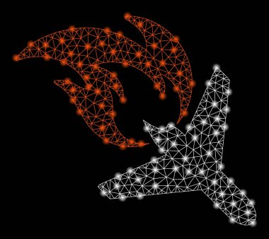 Flash Spotlar ile Parlak Mesh 2d Uçak Yangın Afet