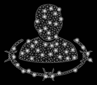 Parlak Örgü Tel Çerçeve Parlama Noktalar ile Yakalanan Adam