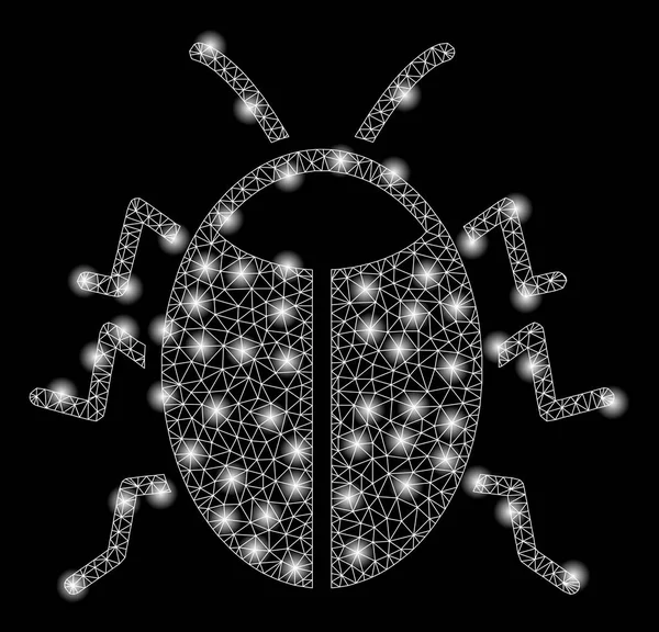 Bug de carcasse en maille brillante avec taches de fusée éclairante — Image vectorielle