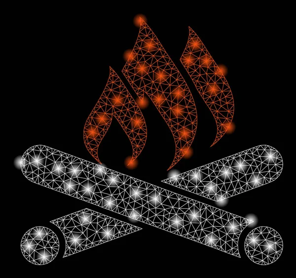 Flash Spotlar ile Parlak Örgü Karkas Kamp Ateşi