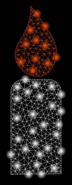 Parlama Noktalar ile Parlak Örgü Tel Çerçeve Mum