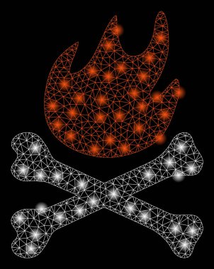 Flash Spotlar ile Parlak Örgü Karkas Kemikler Hell Fire