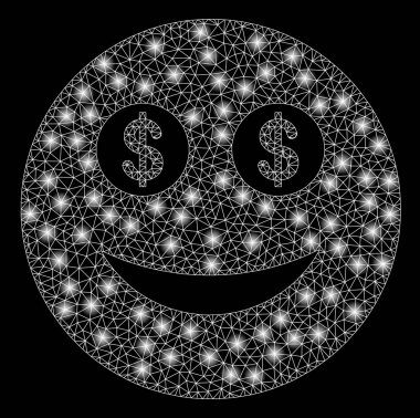 Parlama Noktalar ile Parlak Örgü Tel Çerçeve İş Smiley