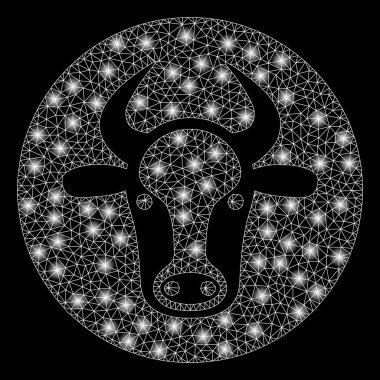 Flaş Spotlu Parlak Örgü Tel Çerçeve Boğa Kafası