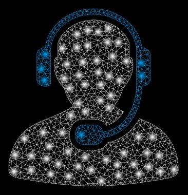 Işık Lekeleri ile Parlak Örgü Tel Çerçeve Çağrı Merkezi İşçisi