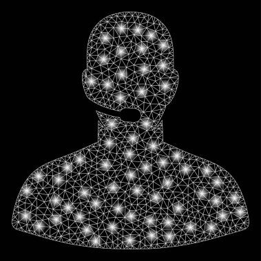 Flash Spotlu Parlak Kafes Tel Çerçeve Çağrı Merkezi Operatörü