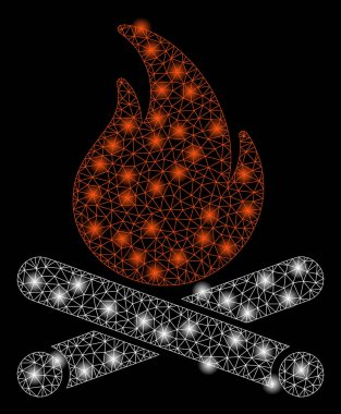 Işık Noktalar ile Parlak Mesh 2d Kamp Ateşi