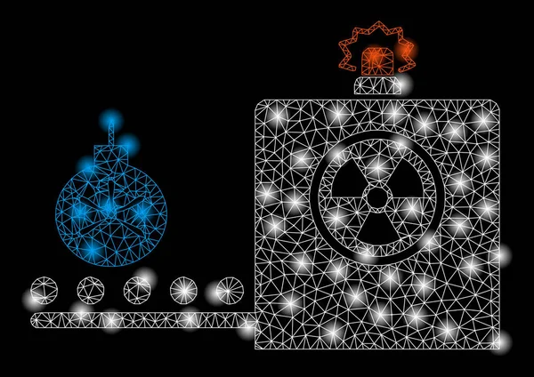 Helle Mesh-2D-Bombe Flughafenkontrolle mit Lichtpunkten — Stockvektor