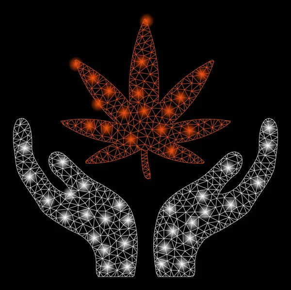 Rete a maglie luminose Cura della cannabis con punti flash — Vettoriale Stock