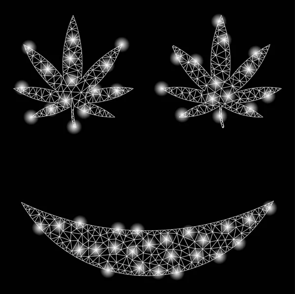 Bright mesh nätverk cannabis leende med flare fläckar — Stock vektor