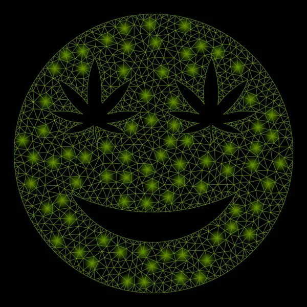 Maille lumineuse Carcasse Cannabis Sourire avec des taches éclair — Image vectorielle