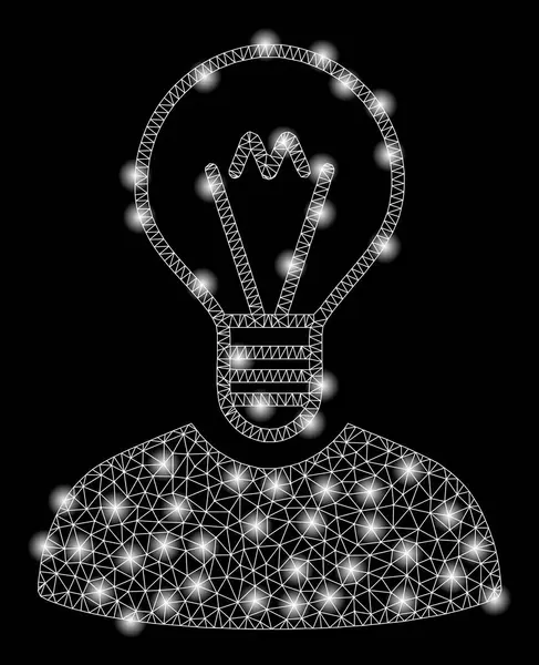 フラッシュスポットを備えた明るいメッシュネットワーク電球発明者 — ストックベクタ