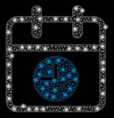 Flash Spotlarla Parlak Örgü Karkas Takvim Sayfası ve Saati