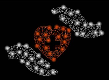 Flash Spotlu Parlak Örgü Karkas Kardiyoloji Bakım Elleri