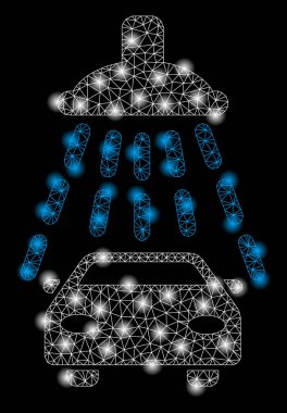 Işık Noktalar ile Parlak Örgü Tel Çerçeve Araba Duş