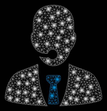 Işık Lekeleri ile Parlak Örgü Tel Çerçeve Çağrı Merkezi Yöneticisi