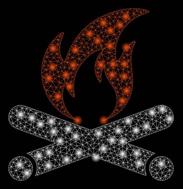 Işık Noktalar ile Parlak Örgü Karkas Kamp Ateşi