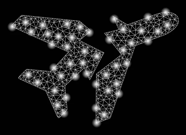 フレアスポット付きの明るいメッシュ2Dブレーク飛行機 — ストックベクタ