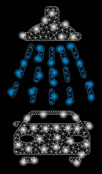 Helle Maschendraht Rahmen Auto Dusche mit Leuchtflecken — Stockvektor