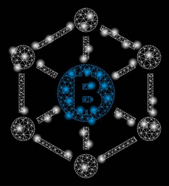 Işık Spotlu Parlak Örgü Karkas Bitcoin Finans Netwok