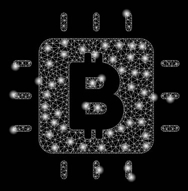 Işık Spotlu Parlak Kafes Karkas Bitcoin İşlemci Çipi
