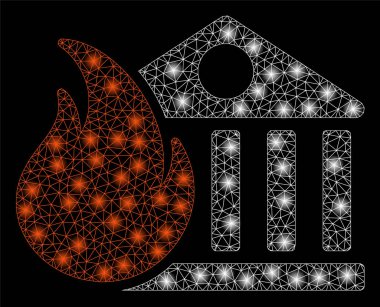 Flash Spotlar ile Parlak Örgü Tel Çerçeve Banka Yangın Yangın Yangın Yangın