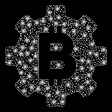 Flash Spotlu Parlak Örgü Karkas Bitcoin Dişli Tekerlek
