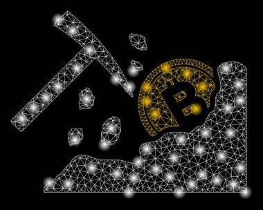 Flash Spotlu Parlak Örgü Tel Çerçeve Bitcoin Madencilik Çekici