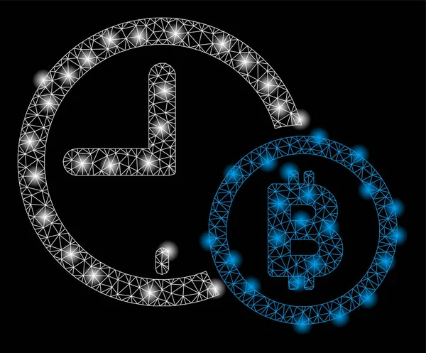 Luminoso Mesh Network Bitcoin Orologio di credito con punti luce — Vettoriale Stock