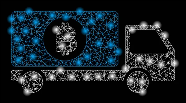 Işık Spotlu Parlak Örgü Tel Çerçeve Bitcoin Dağıtım Kamyonu