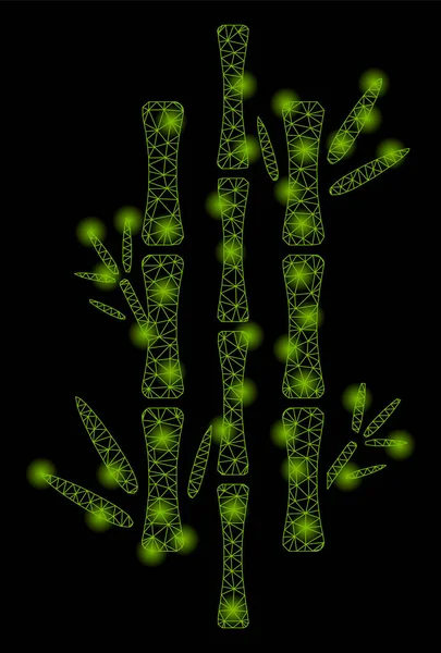 밝은 메쉬 와이어 프레임 대나무 와 빛 반점 — 스톡 벡터