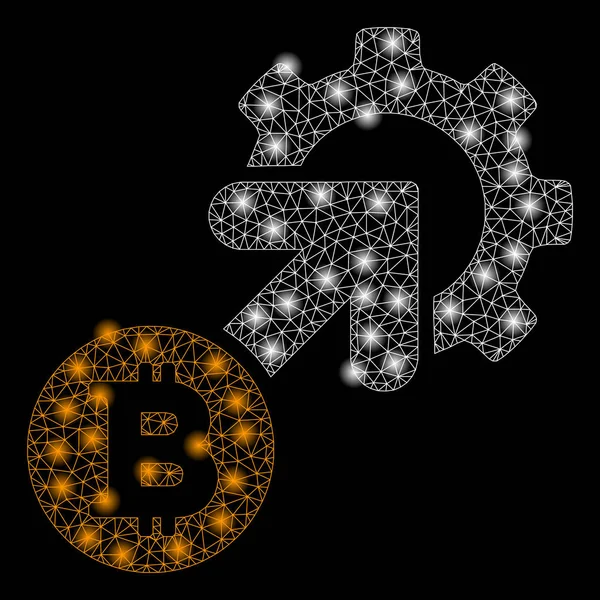 Fényes háló hálózat Bitcoin egységbe rendezés COG-val könnyű pattanások — Stock Vector