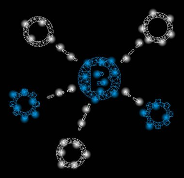 Parlama Spotlu Parlak Örgü Karkas Bitcoin Ağ Düğümleri
