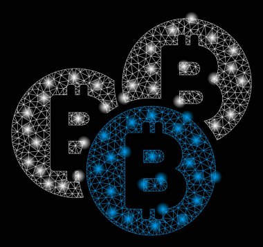 Flash Spotlu Parlak Örgü Karkas Bitcoin Sikkeleri