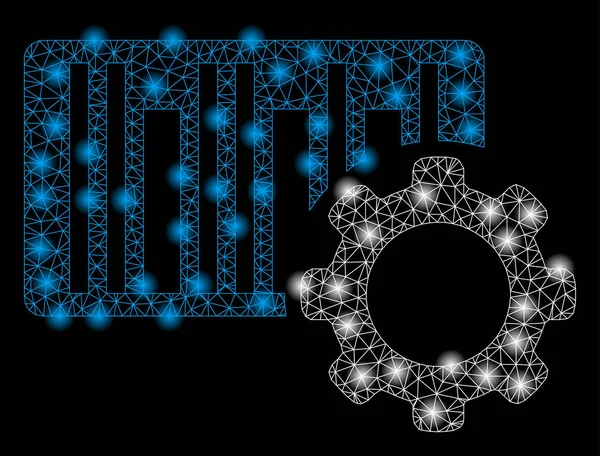 Heldere mesh wire frame streepjes code-instellingen met lichtvlekken — Stockvector