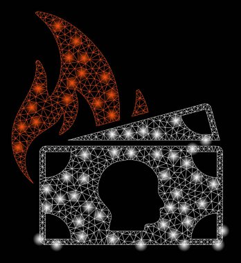 Flash Spotlar ile Parlak Örgü Ağ Banknotlar Yangın Afet