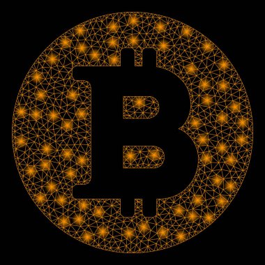 Işık Lekeleri ile Parlak Örgü Karkas Bitcoin Sikke
