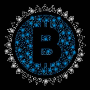 Flash Spotlu Parlak Örgü Tel Çerçeve Bitcoin Madalyası Sikke
